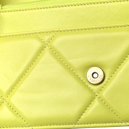 Chanel Shiny Lambskin Quilted Chanel 19 Wallet On Chain WOC Neon Yellow 11 of 12