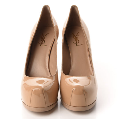 Saint Laurent Patent Tribtoo 80 Platform Pump 38.5 Nude 2 of 11