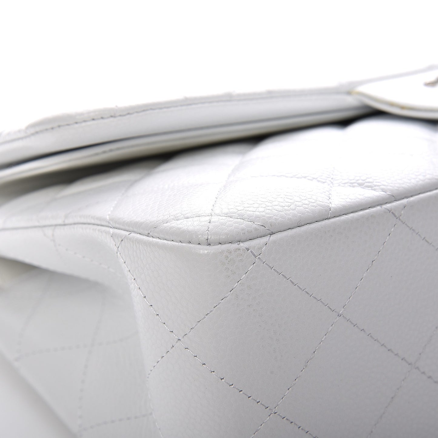 Caviar Quilted Jumbo Double Flap White