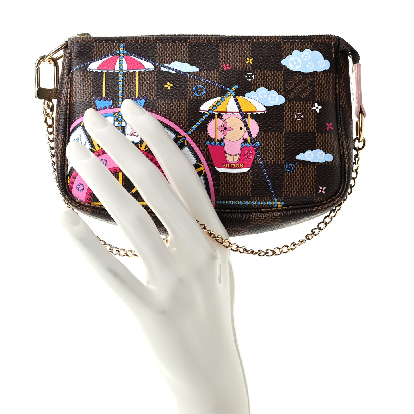 Damier Ebene 2020 Christmas Animation Big Wheel Mini Pochette Accessories Rose Ballerine