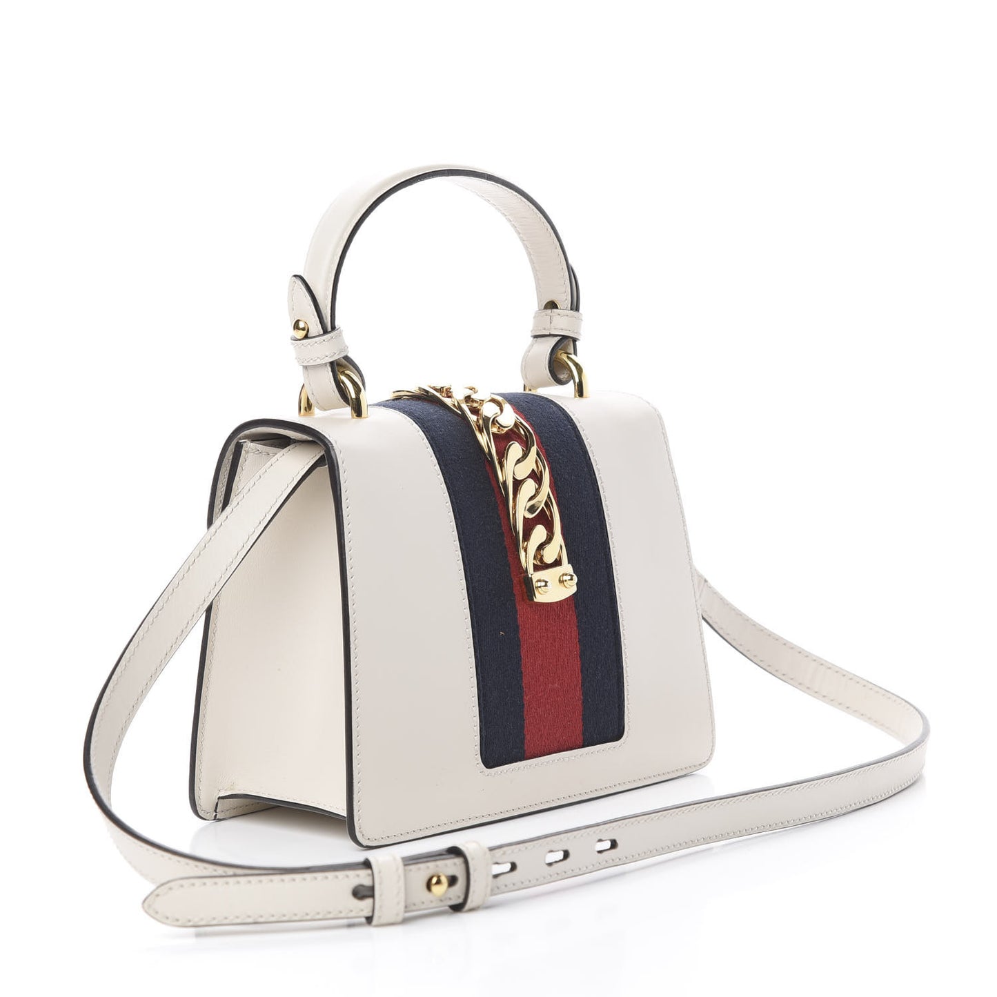 Calfskin Embroidered Mini Sylvie Top Handle Bag White