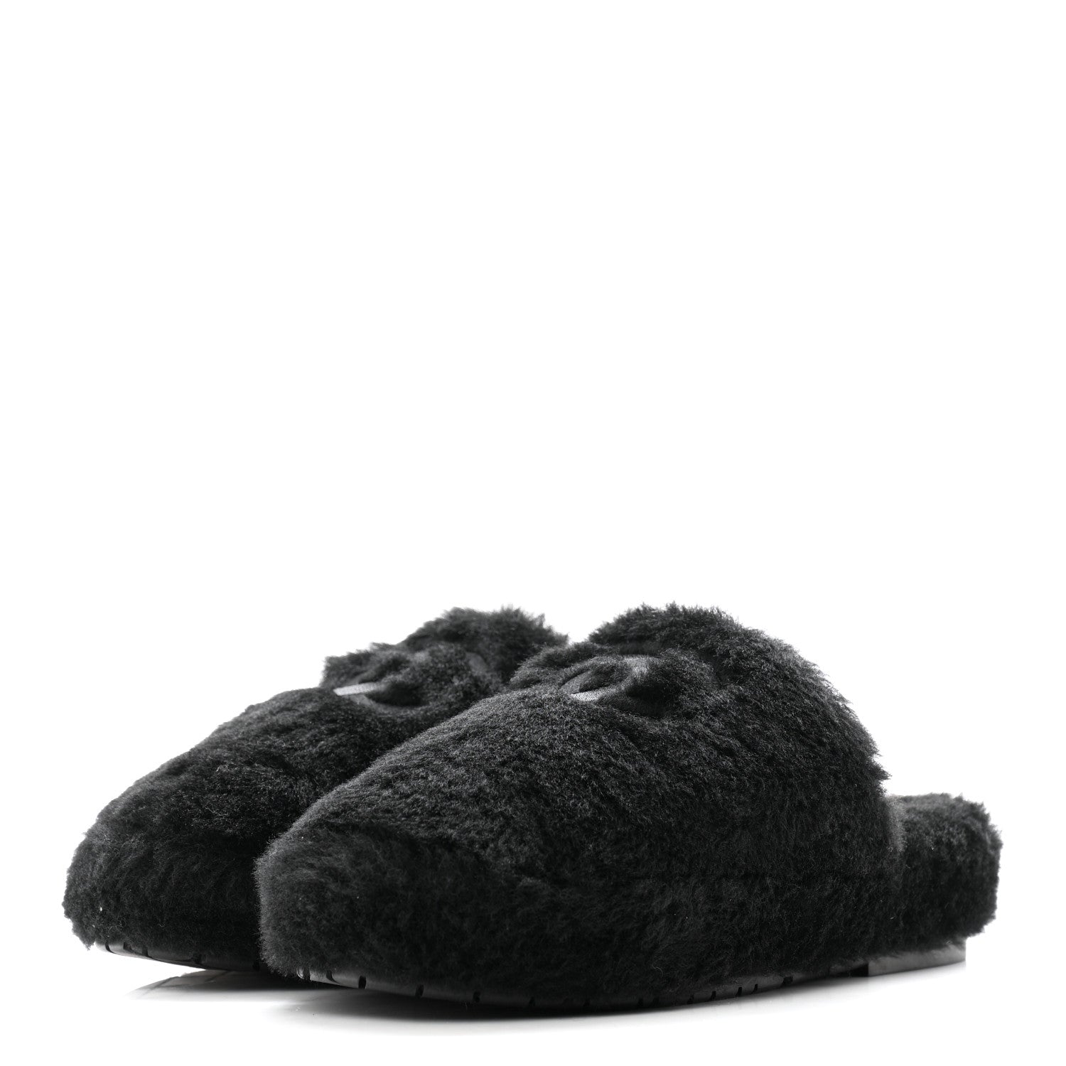 Chanel Fur CC Flat Mules 41 Black 3 of 14