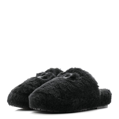 Chanel Fur CC Flat Mules 41 Black 3 of 14
