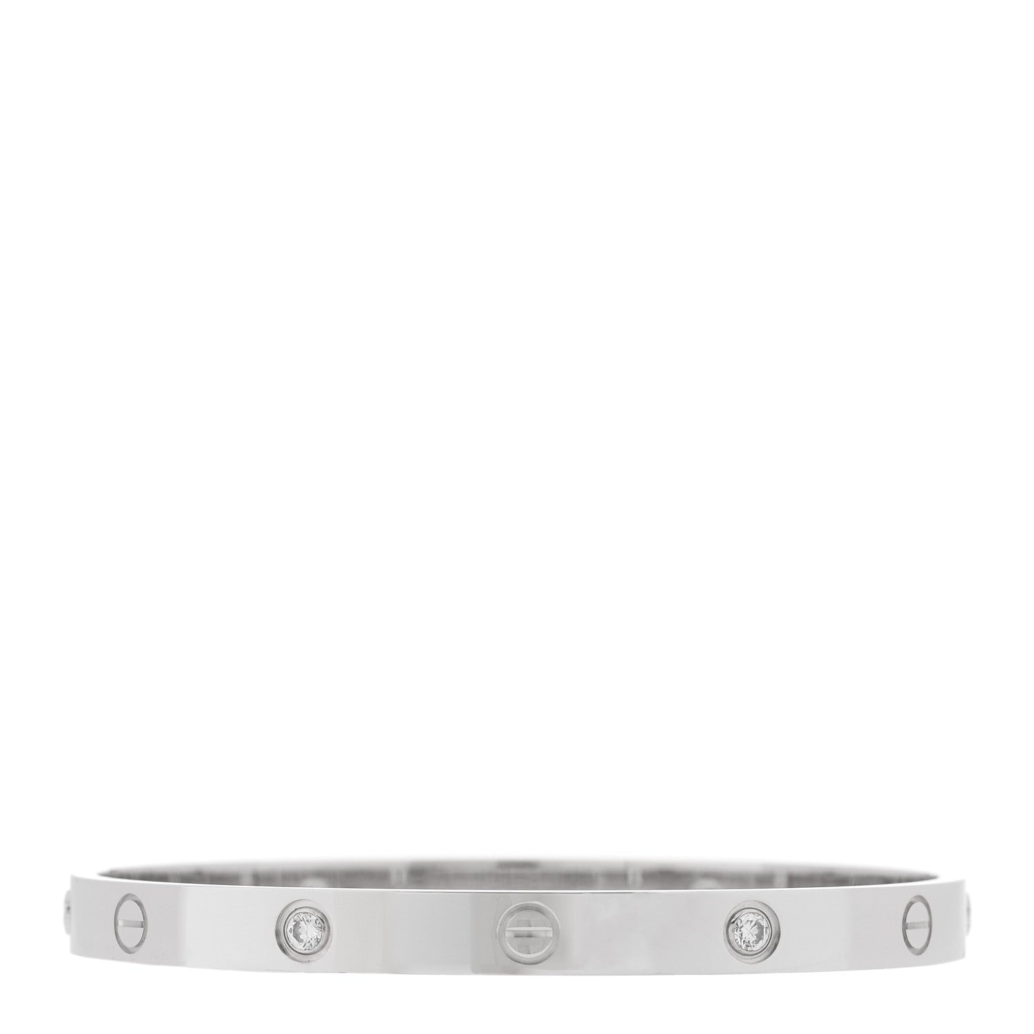 Cartier 18K White Gold 4 Diamond Love Bracelet 19 2 of 4
