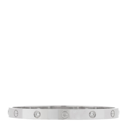 Cartier 18K White Gold 4 Diamond Love Bracelet 19 2 of 4