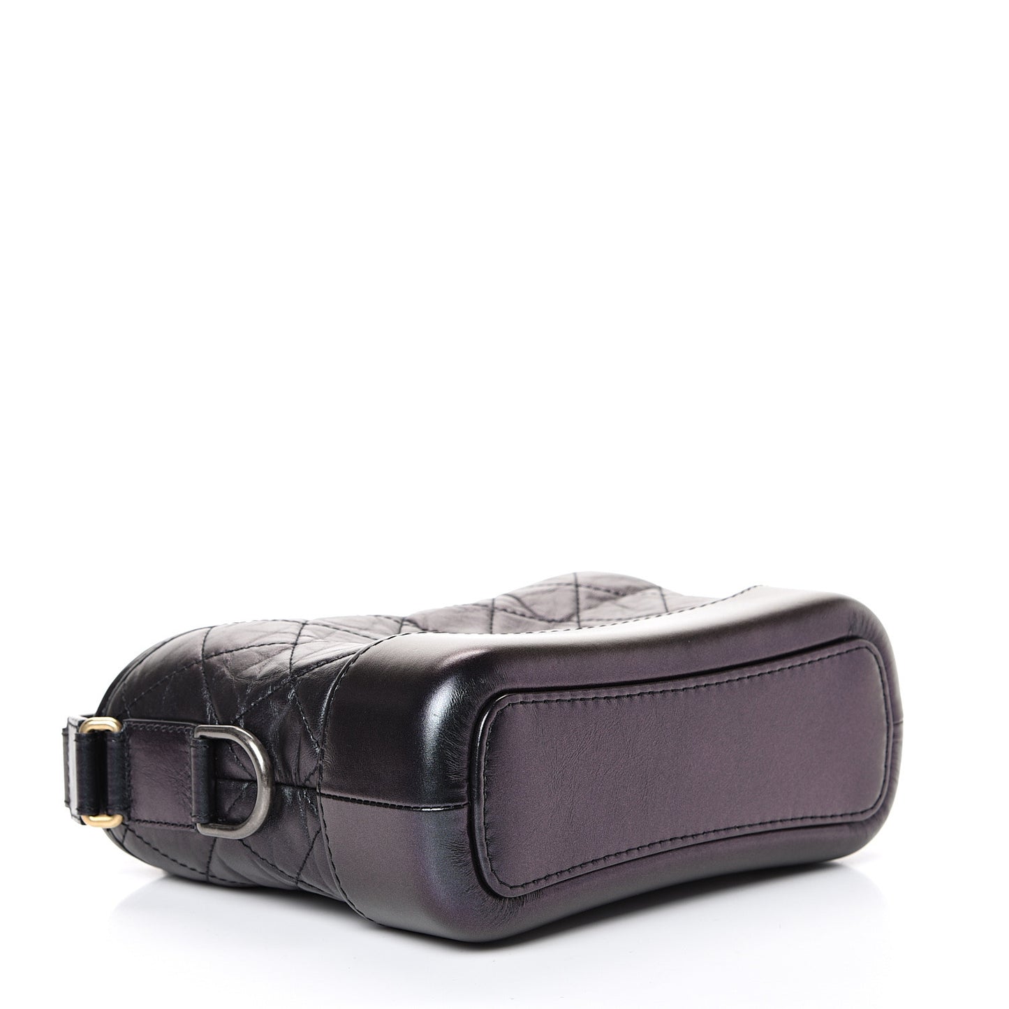 Aged Calfskin Quilted Small Gabrielle Hobo Black