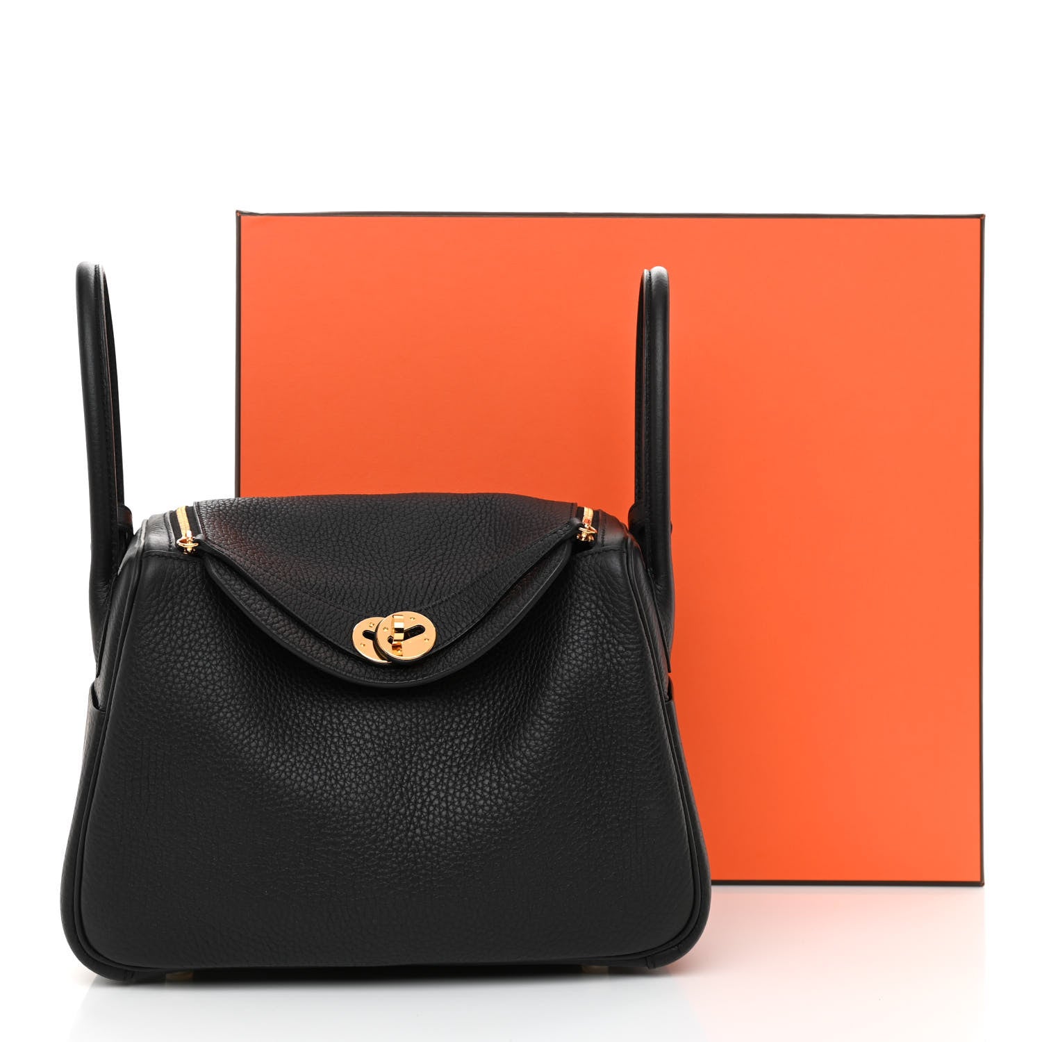Hermes Taurillon Clemence Lindy 26 Black 11 of 11