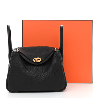 Hermes Taurillon Clemence Lindy 26 Black 11 of 11
