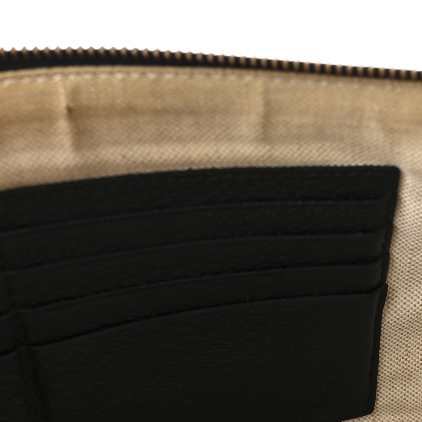 Dollar Calfskin Boar Effect Bee Star Zip Wristlet Pouch Black