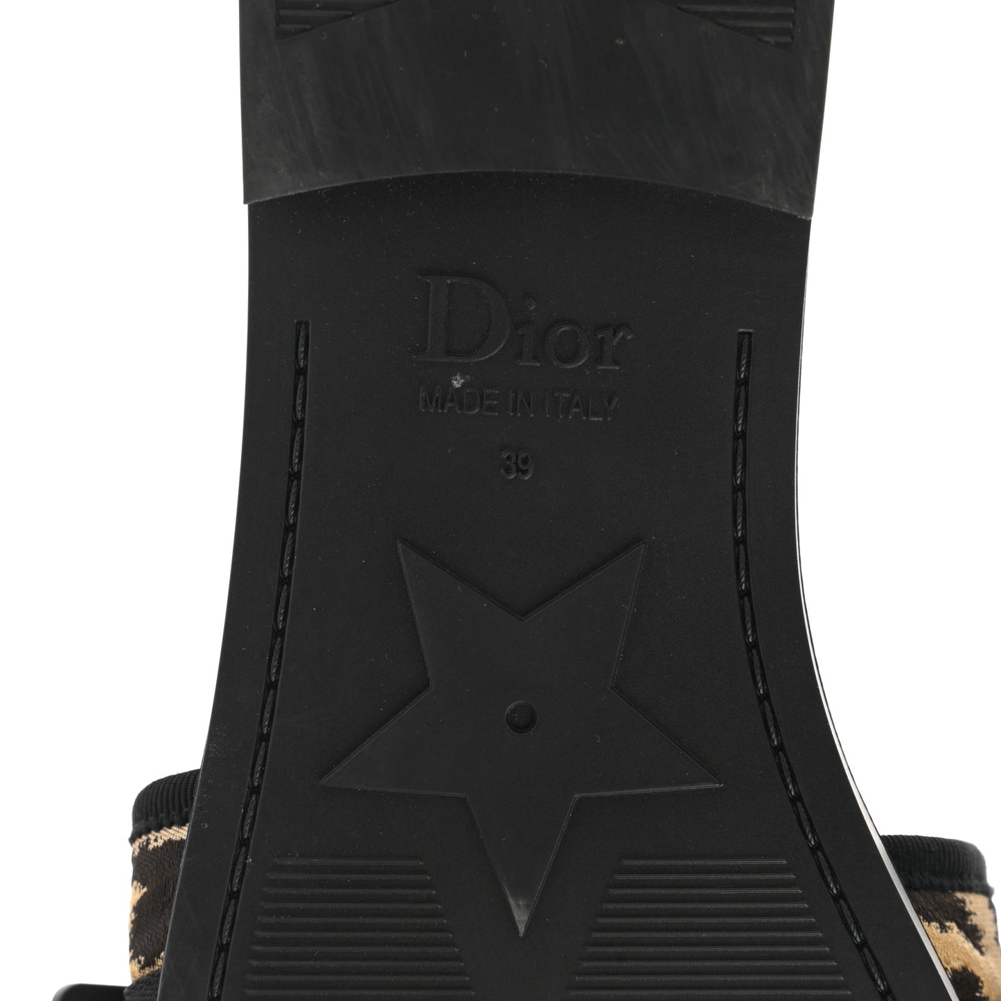 Technical Stretch Fabric Leopard Dio(r)evolution Slide Sandals 39 Black Natural