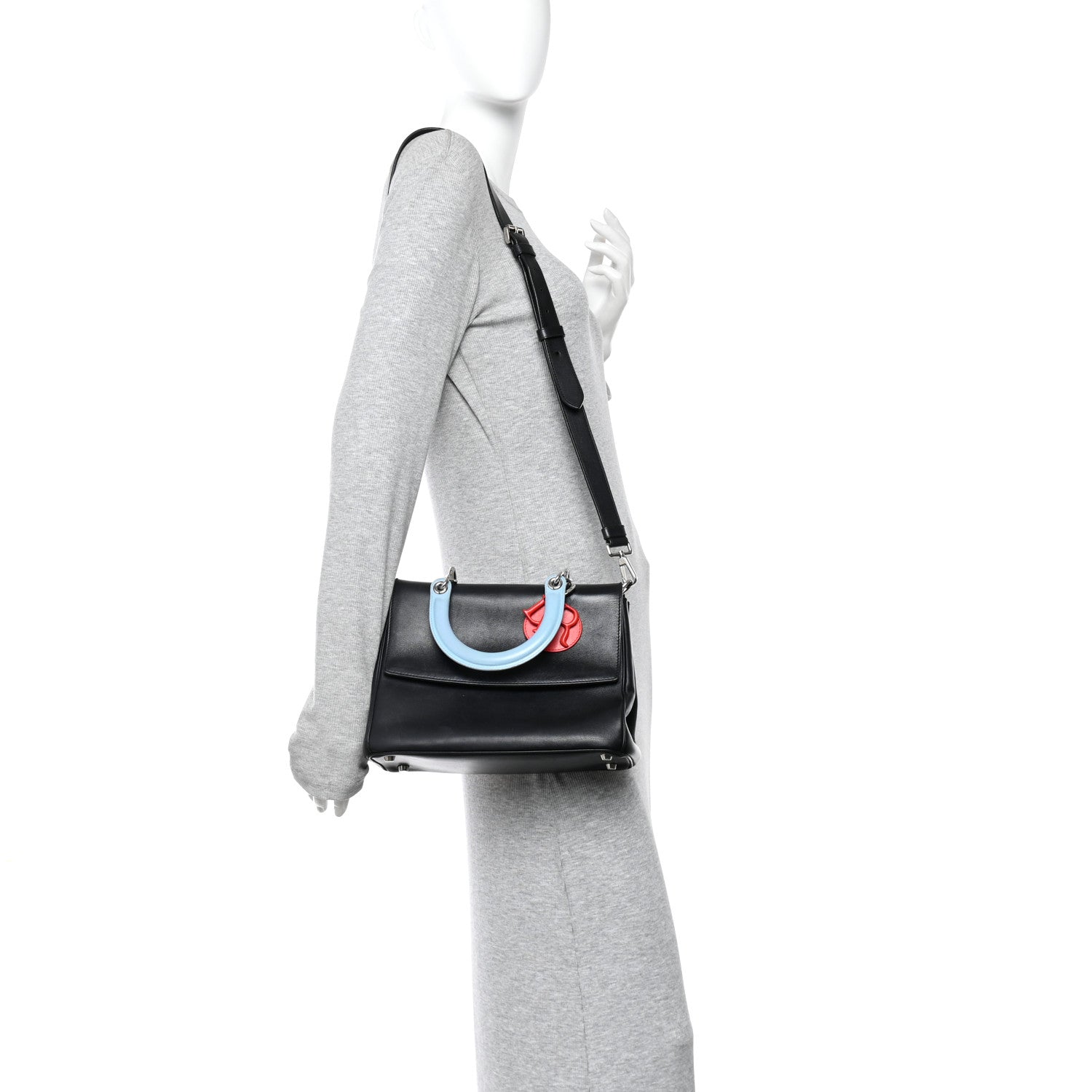 Christian Dior Smooth Calfskin Tri-Color Small Be Dior Flap Black Blue Red 2 of 11