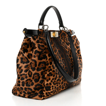 Fendi Calf Hair Leopard Print Zucca Large Peekaboo Iconic Satchel Tobacco 3 of 9