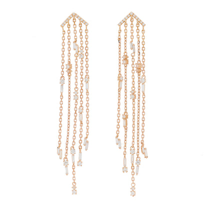 Suzanne Kalan 18K Rose Gold Diamond Fireworks Cascade Drop Earrings 1 of 5