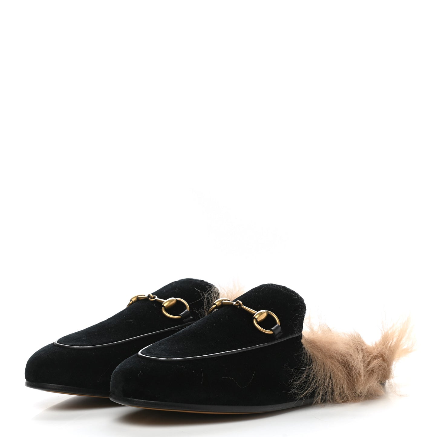 Velvet Fur Womens Princetown Slippers 35 Black