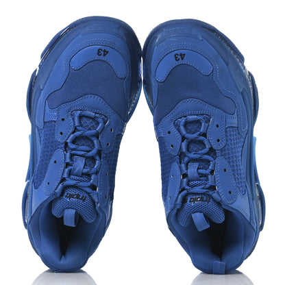 Balenciaga Fabric Mesh Clear Sole Mens Triple S Sneakers 10 Deep Blue 2 of 8