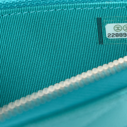 Chanel Caviar Quilted Small Zip Around Wallet Turquoise 8 of 9