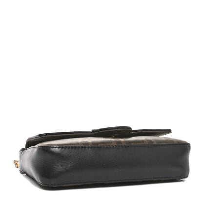 Fendi Glazed Fabric Vitello Century FF 1974 Stamp Patch Mini Double F Crossbody Bag Mogano Panna Black 4 of 11