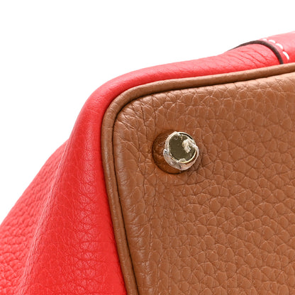 Hermes Taurillon Clemence Casaque Picotin Lock 18 PM Gold Rouge De Coeur 10 of 11
