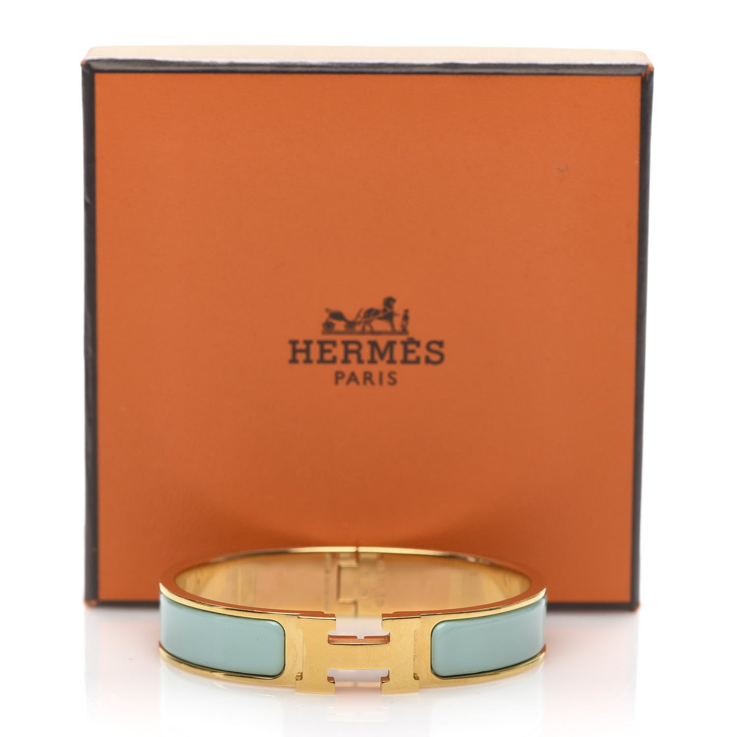 Hermes Enamel Narrow Clic Clac H Bracelet PM Vert Aqua 5 of 5