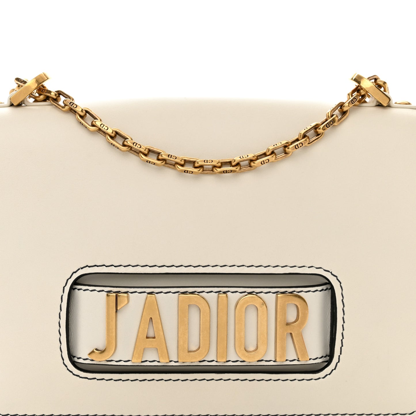 Calfskin J'Adior Chain Flap Bag Off White