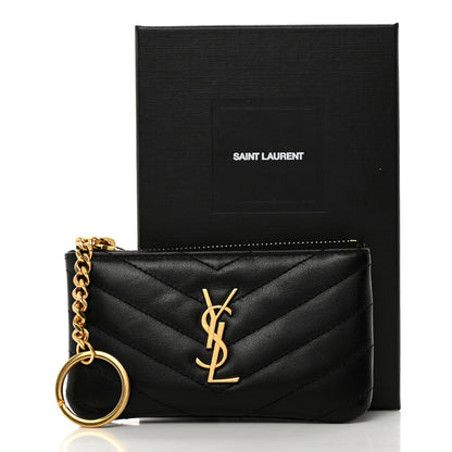 Saint Laurent Calfskin Matelasse Monogram Key Pouch Black 7 of 7