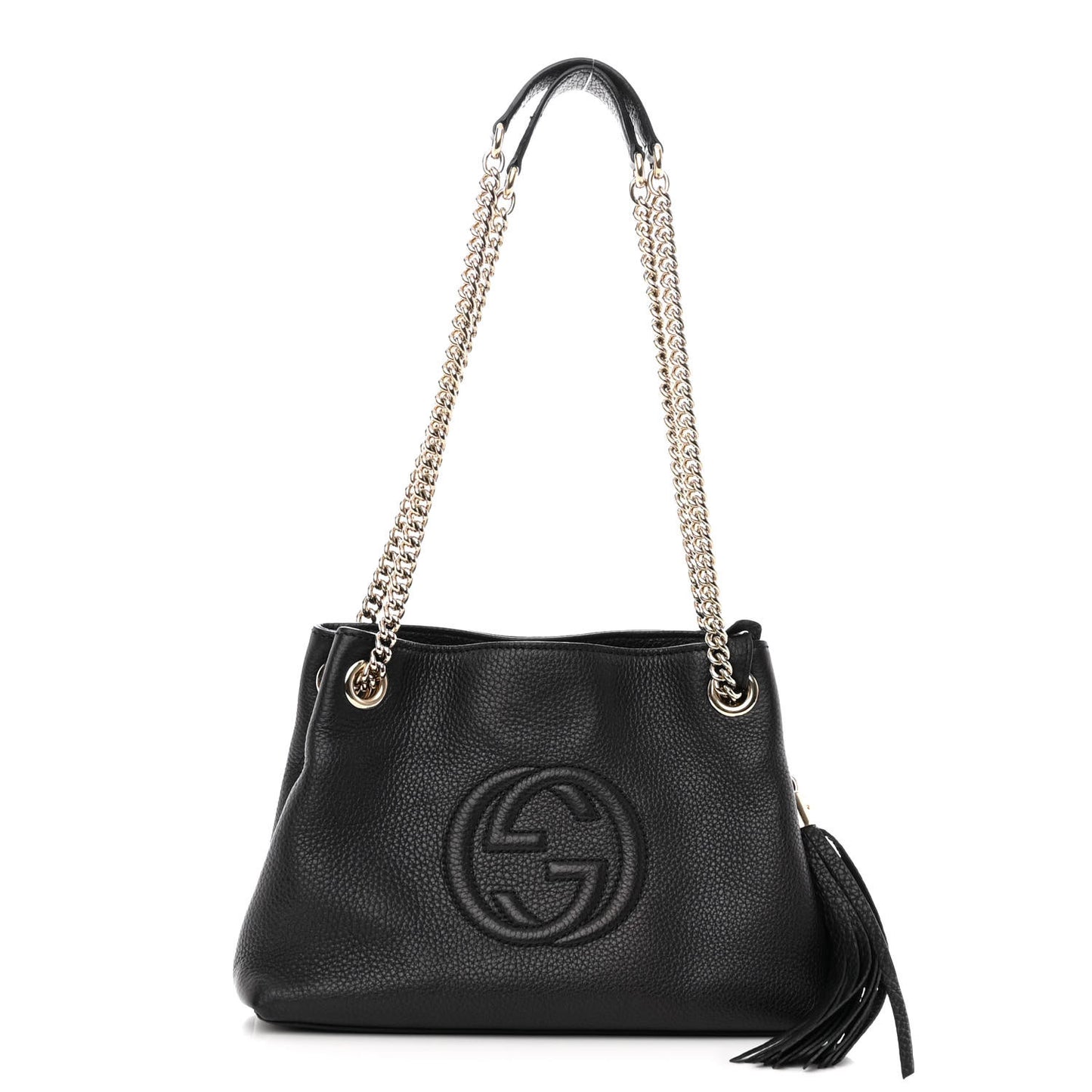 Pebbled Calfskin Small Soho Chain Shoulder Bag Black