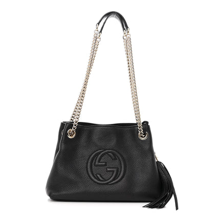 Gucci Pebbled Calfskin Small Soho Chain Shoulder Bag Black 1 of 13