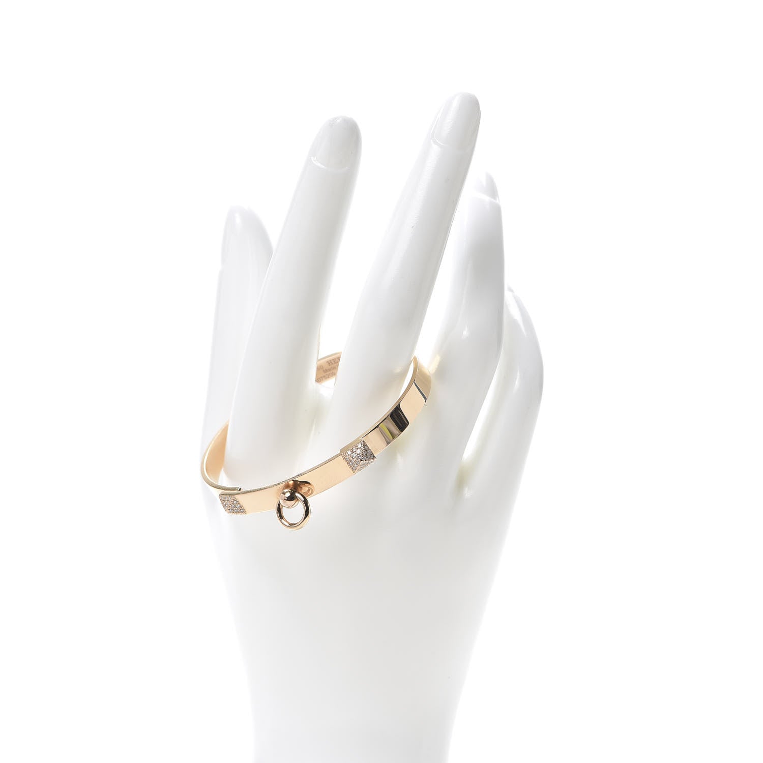 Hermes 18K Rose Gold Diamond PM Collier De Chien Bracelet SH 2 of 6