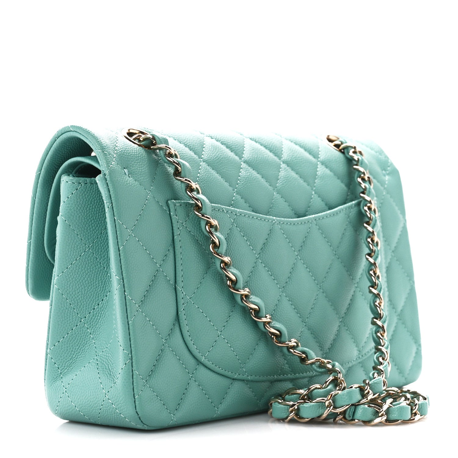Chanel Caviar Quilted Small Double Flap Light Green 3 of 12