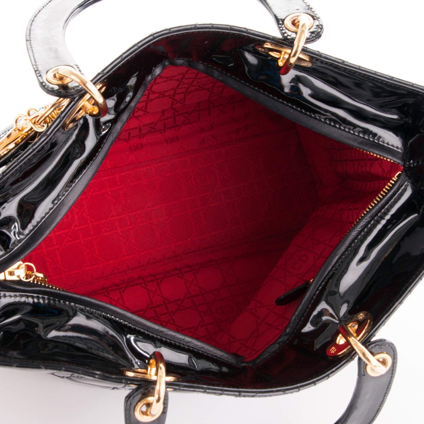 Patent Cannage Large Lady Dior Black