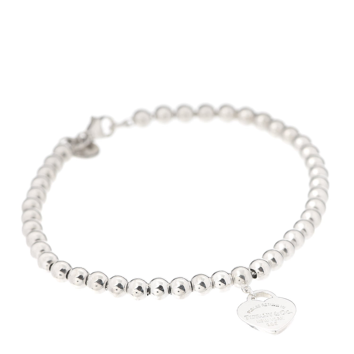 Tiffany Sterling Silver 4mm Return to Tiffany Heart Tag Bead Bracelet 1 of 6