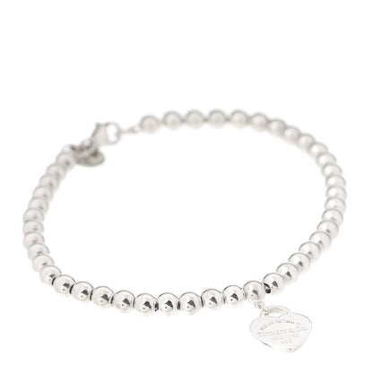 Tiffany Sterling Silver 4mm Return to Tiffany Heart Tag Bead Bracelet 1 of 6