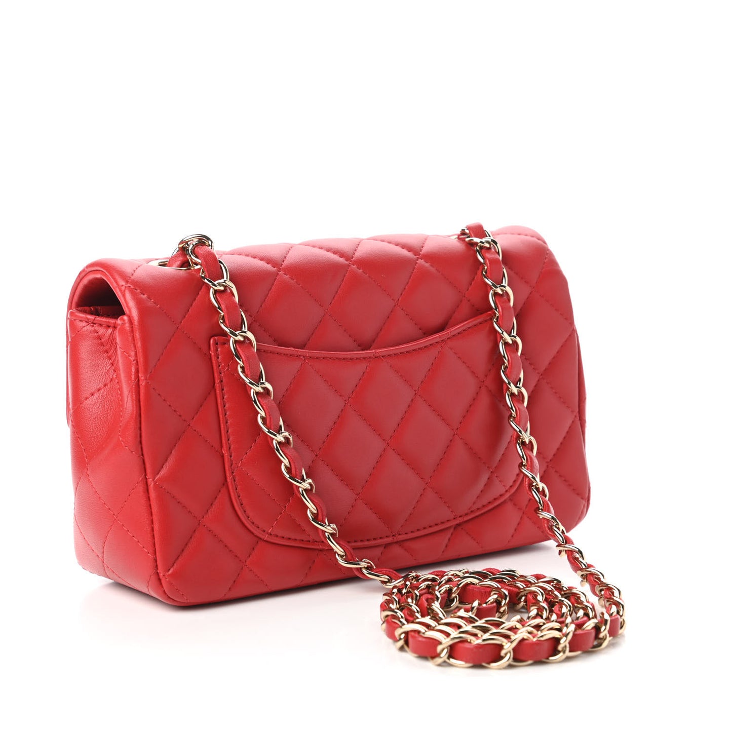 Lambskin Quilted Mini Rectangular Flap Red