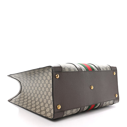 Gucci GG Supreme Monogram Textured Dollar Calfskin Web Large Ophidia Tote Bag Beige Ebony 4 of 11