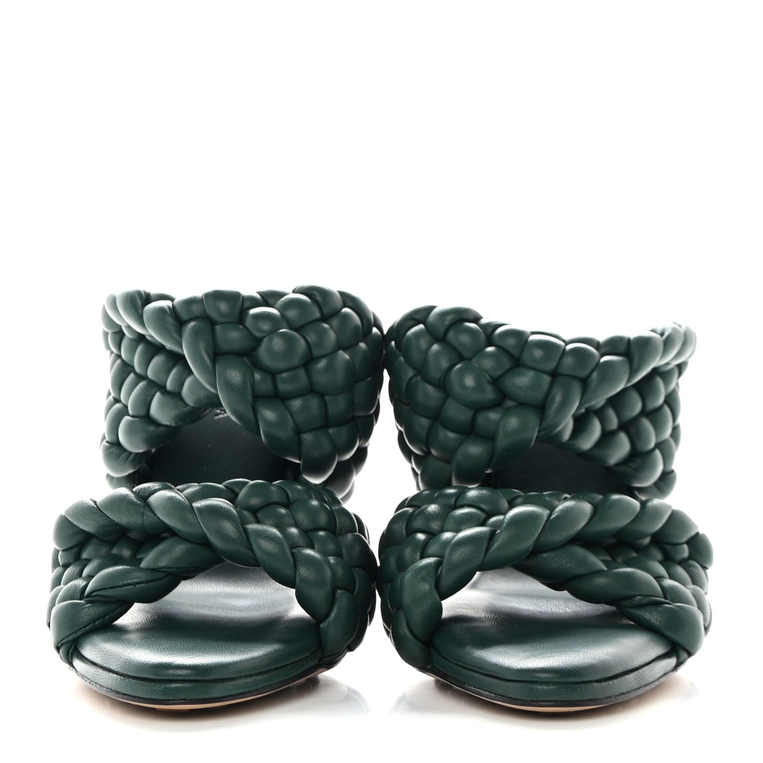 Bottega Veneta Nappa Twisted Padded Intrecciato Curve Slide Sandals 38 Vert Fonce 2 of 7