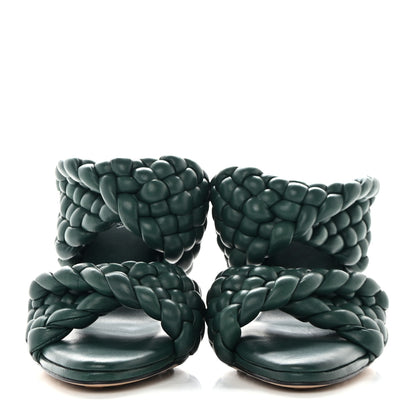 Bottega Veneta Nappa Twisted Padded Intrecciato Curve Slide Sandals 38 Vert Fonce 2 of 7