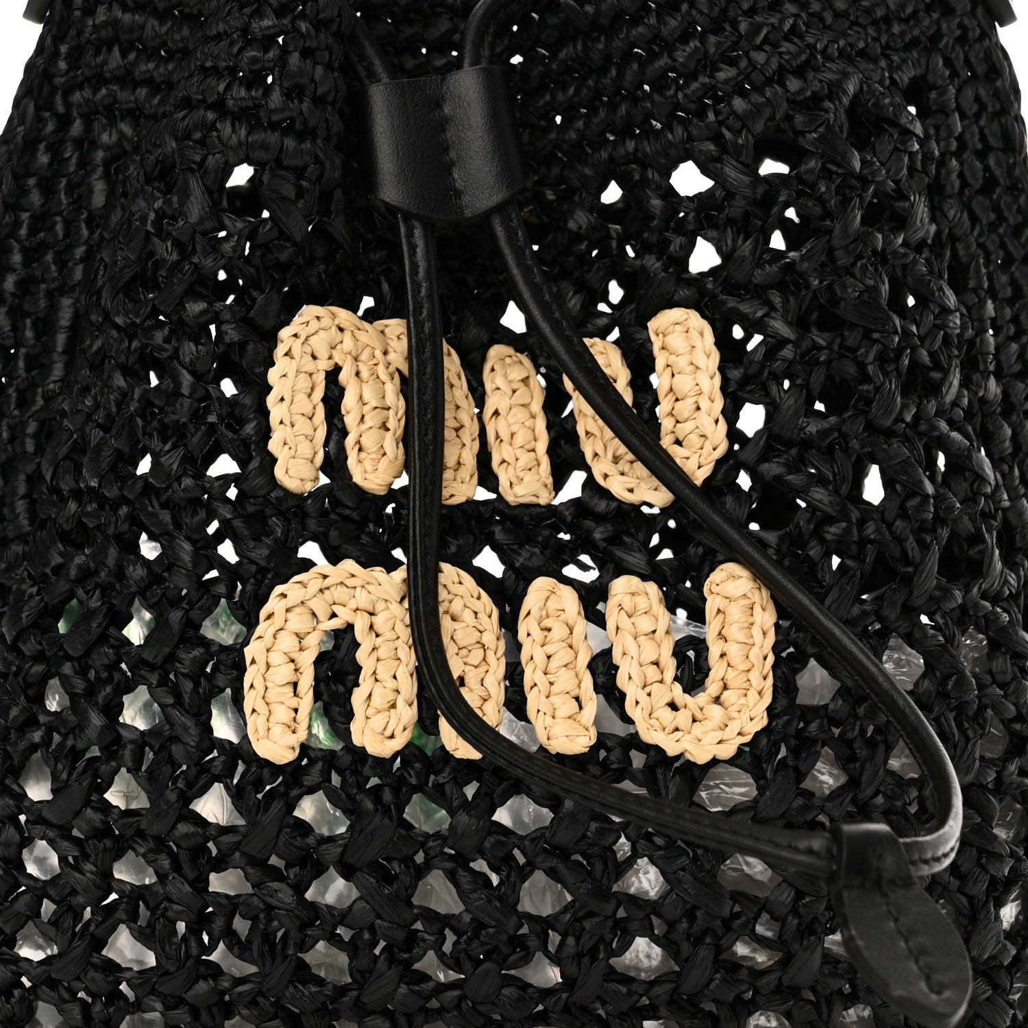 Miu Miu Raffia Shoulder Bag Black 7 of 9