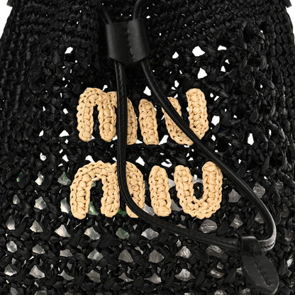 Miu Miu Raffia Shoulder Bag Black 7 of 9