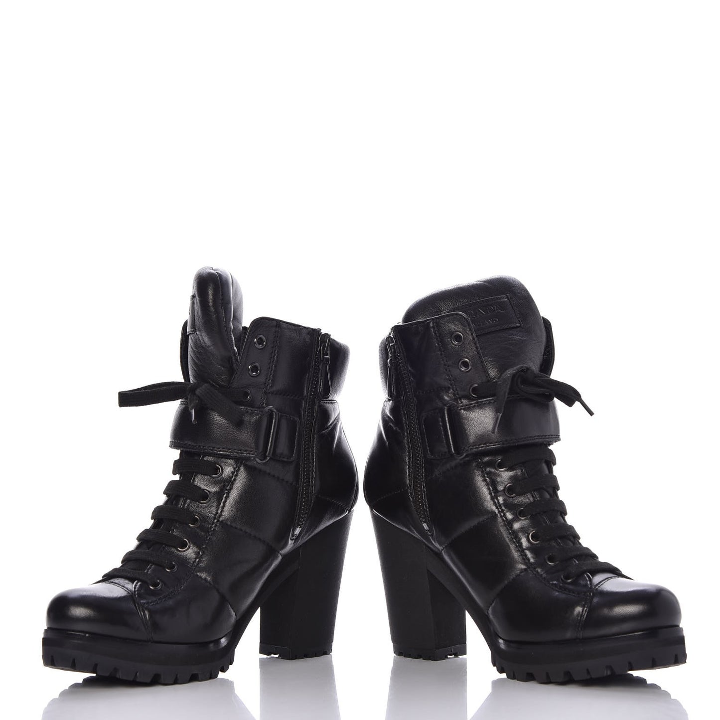 Nappa Lace Up Ankle Boots 38 Black
