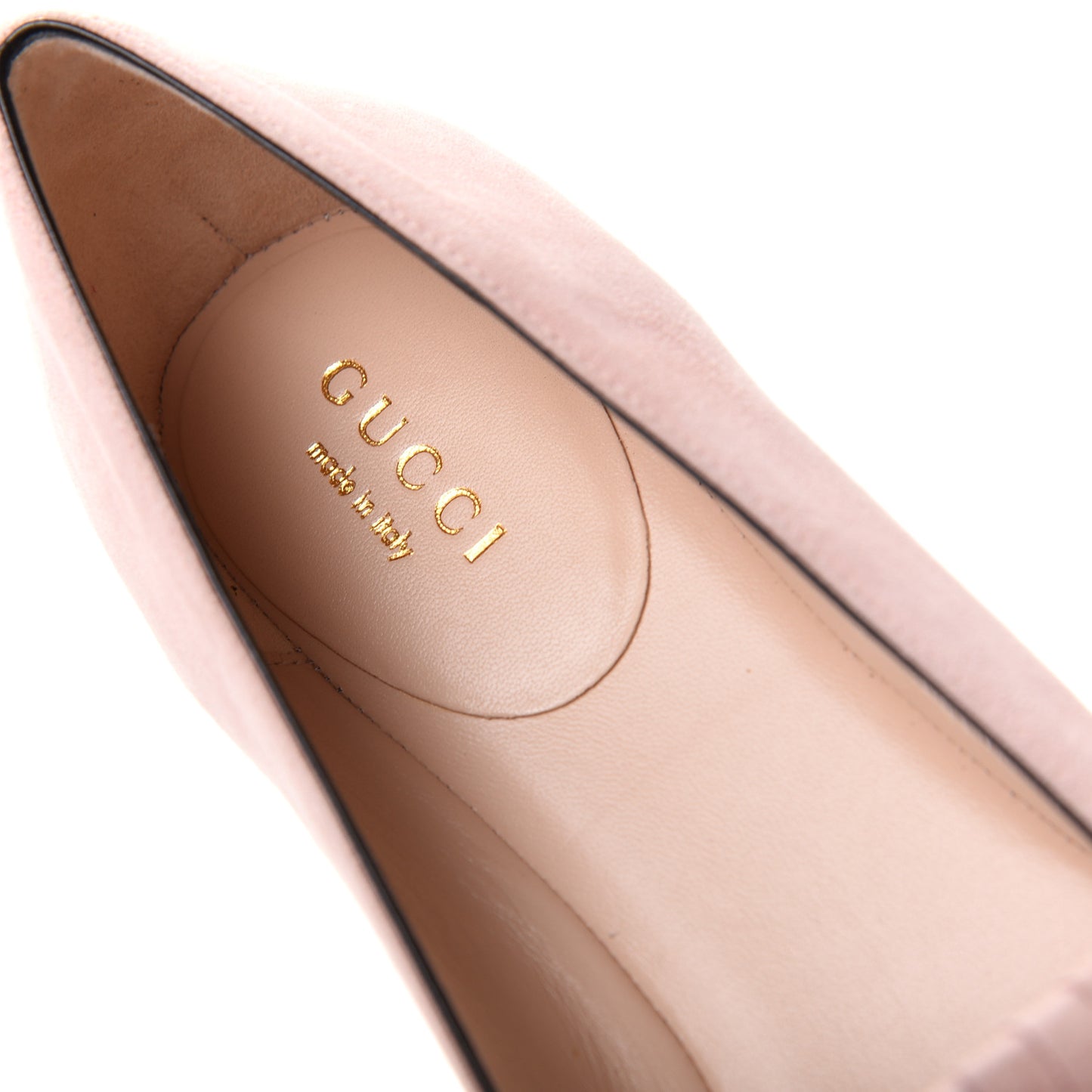 Kid Scamosciato Pearly GG Marmont Fringe Flats 37 Crystal Pink