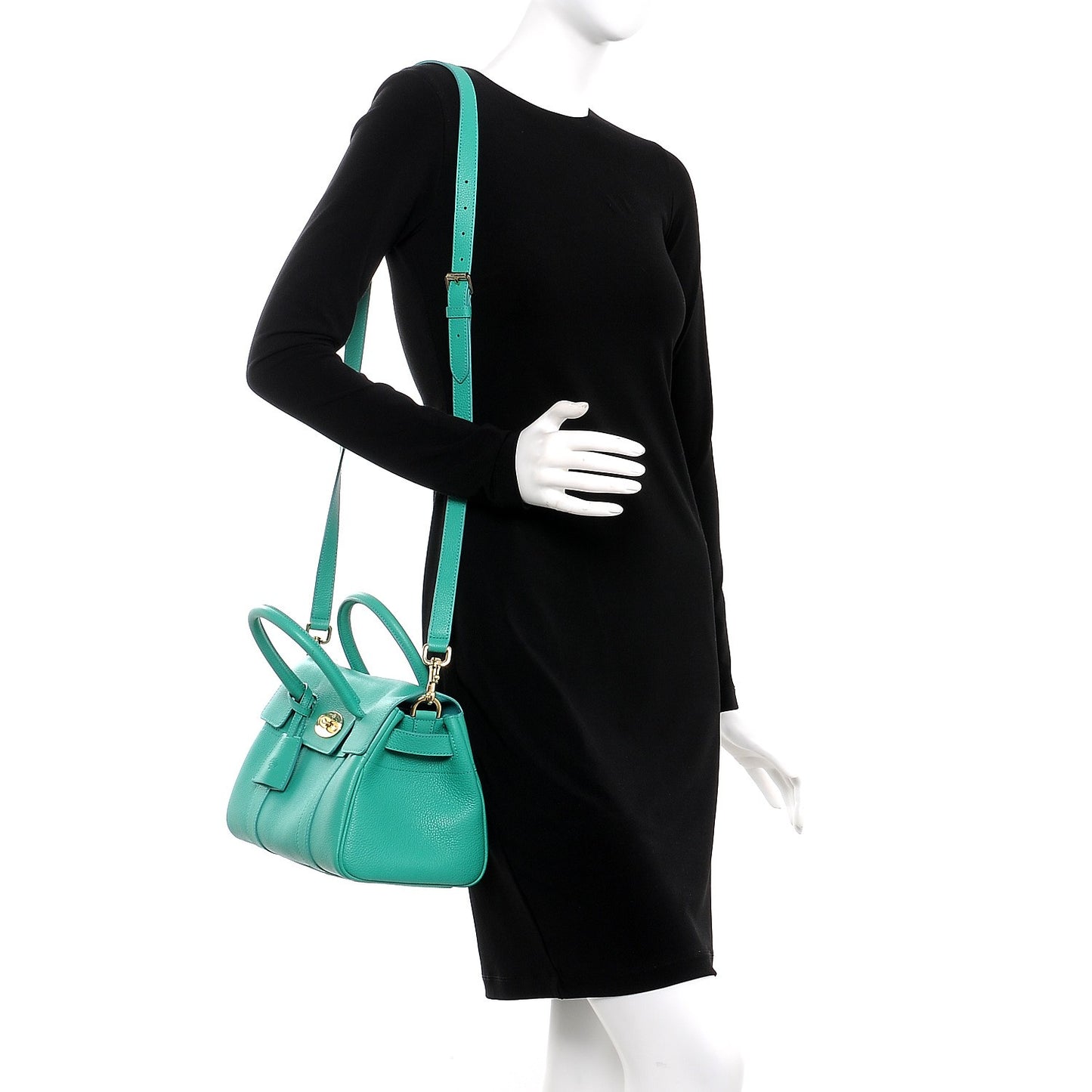 Classic Grain Small Bayswater Satchel Aqua Green