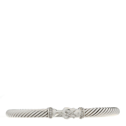 David Yurman Sterling Silver Diamond 5mm Cable Buckle Bracelet 1 of 3
