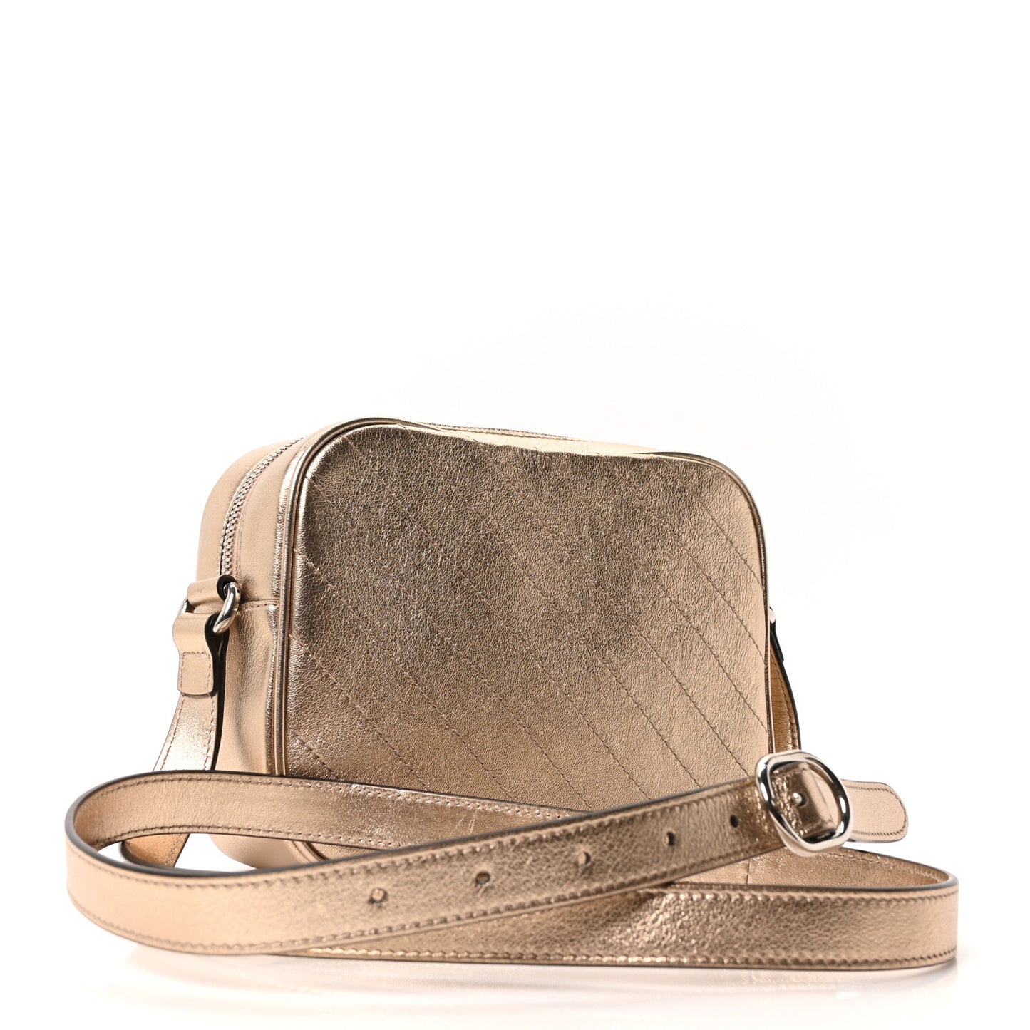 Metallic Sakai Be Green Calfskin Diagonal Stitched Small Blondie Shoulder Bag Golden Beige