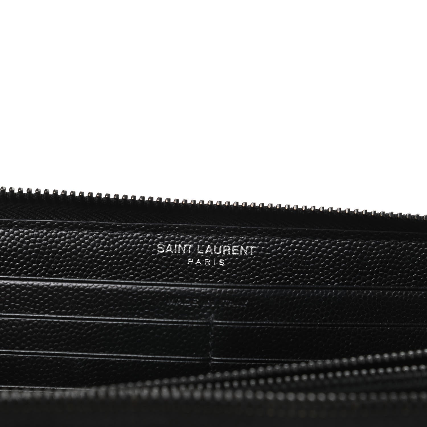 Saint Laurent Grain De Poudre Matelasse Chevron Monogram Zip Around Wallet Black 6 of 9
