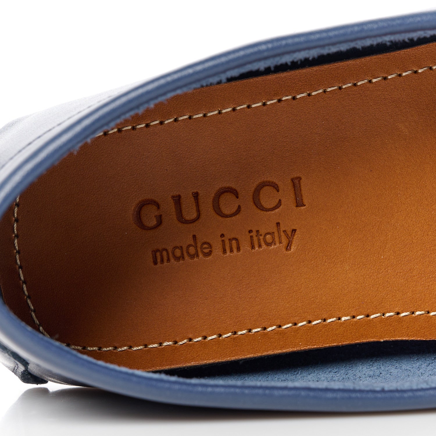 Gucci Soft Clove Calfskin GG Supreme Monogram Mens Interlocking G Driver Loafers 8.5 Blue Agata Beige 7 of 11