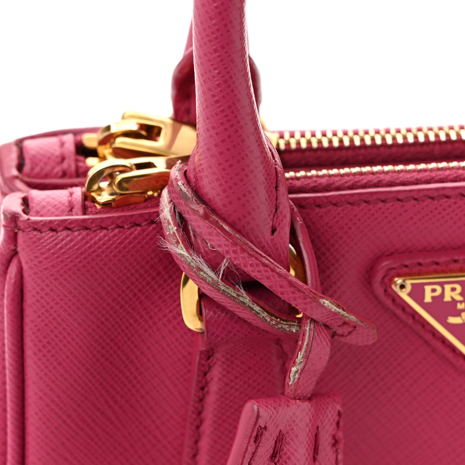 Prada Saffiano Lux Micro Galleria Double Zip Tote Fuxia 13 of 13