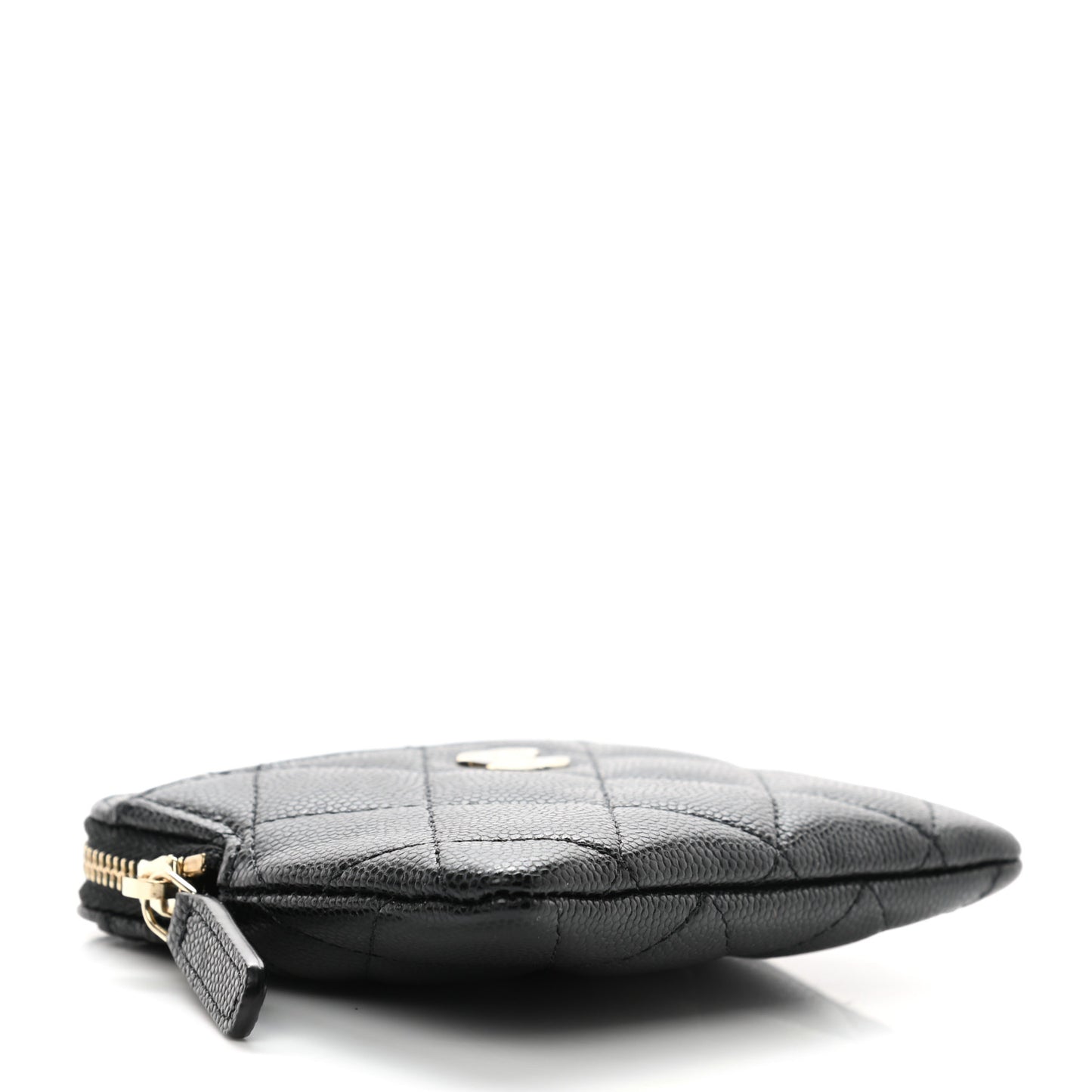 Caviar Quilted Zip Card Holder Wallet Black