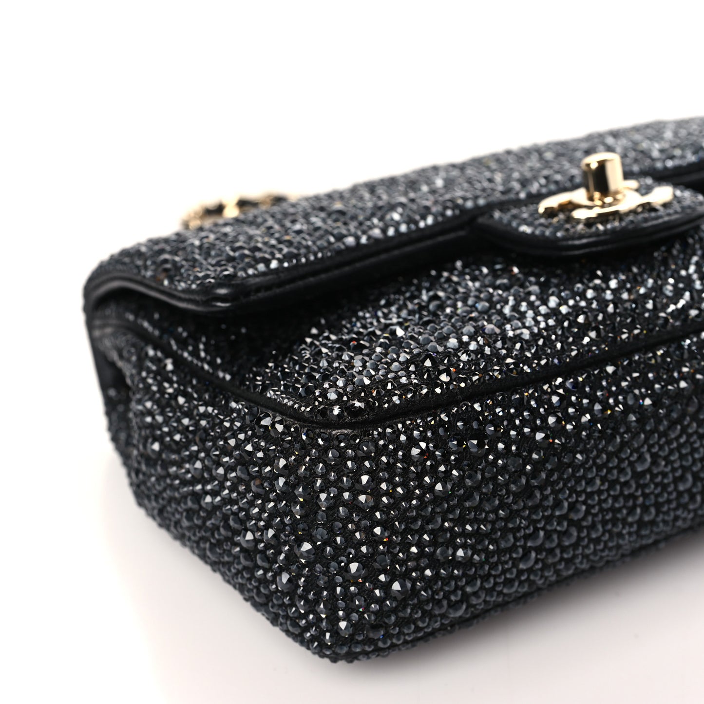 Lambskin Crystal Quilted Medium Flap Black