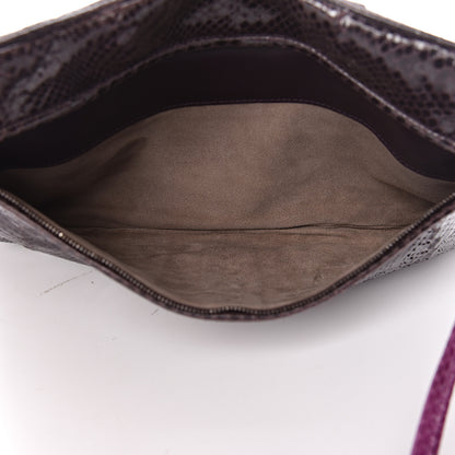 Bottega Veneta Ayers Snakeskin Flat Clutch Plum 6 of 7