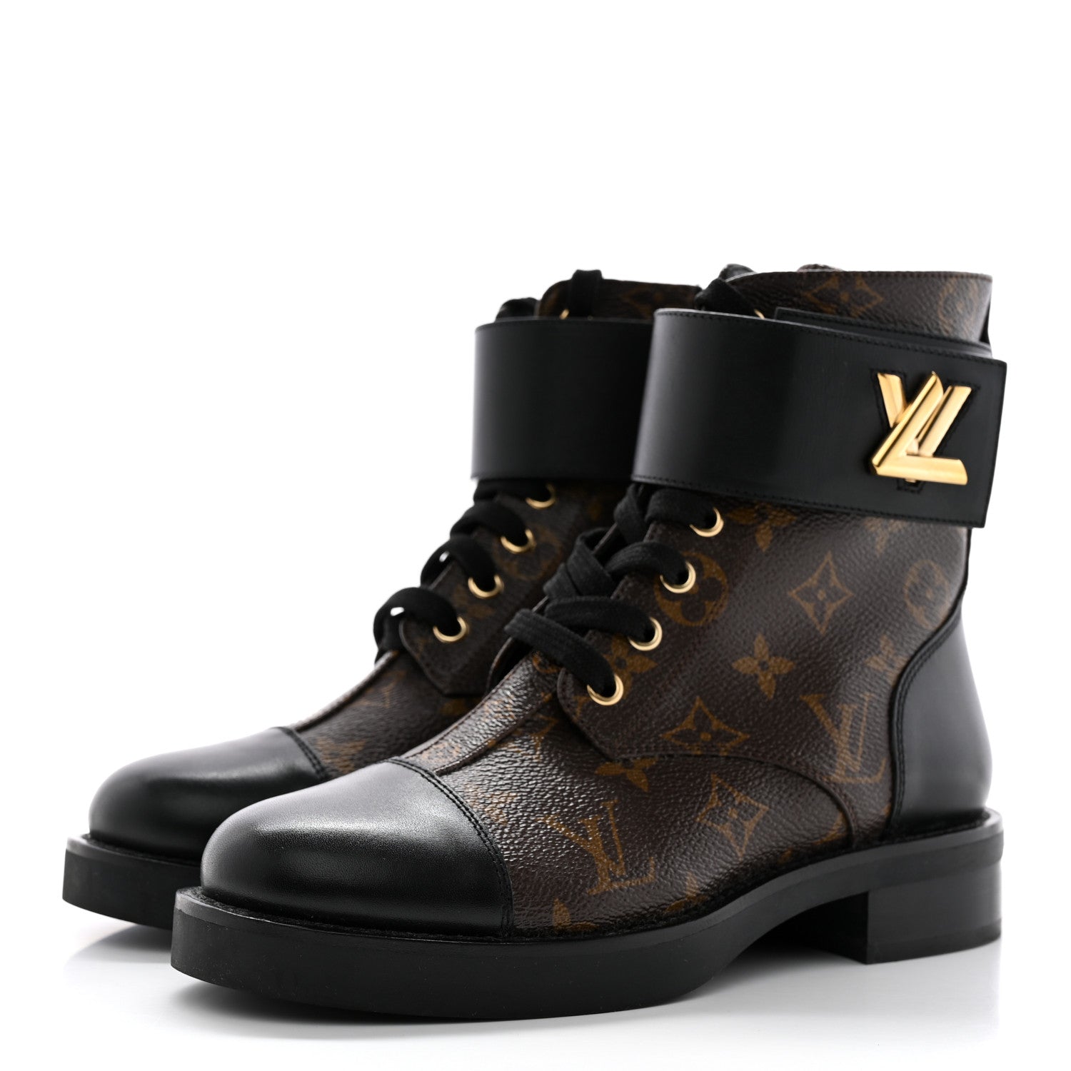 Louis Vuitton Calfskin Monogram Wonderland Flat Ranger Boots 36 Black 3 of 12